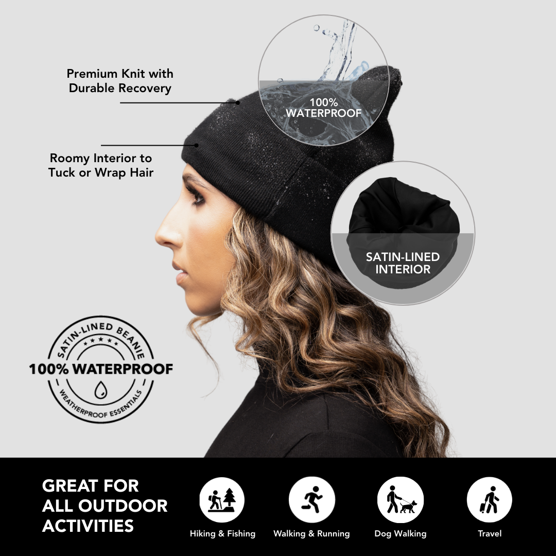 Hairbrella Classic Satin-Lined, Waterproof Beanie
