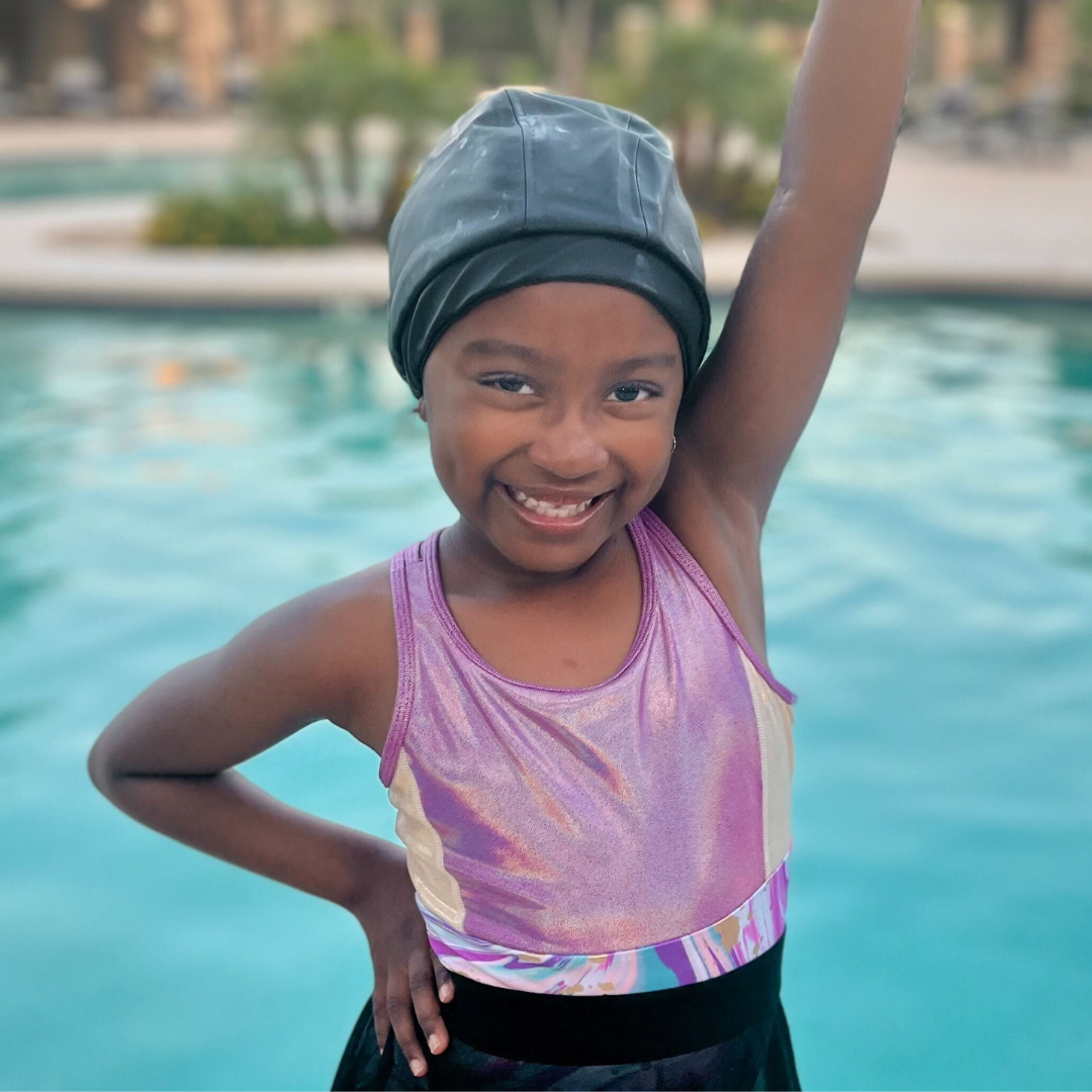 Hairbrella Satin Lined Waterproof Adjustable Kid s Swim Cap