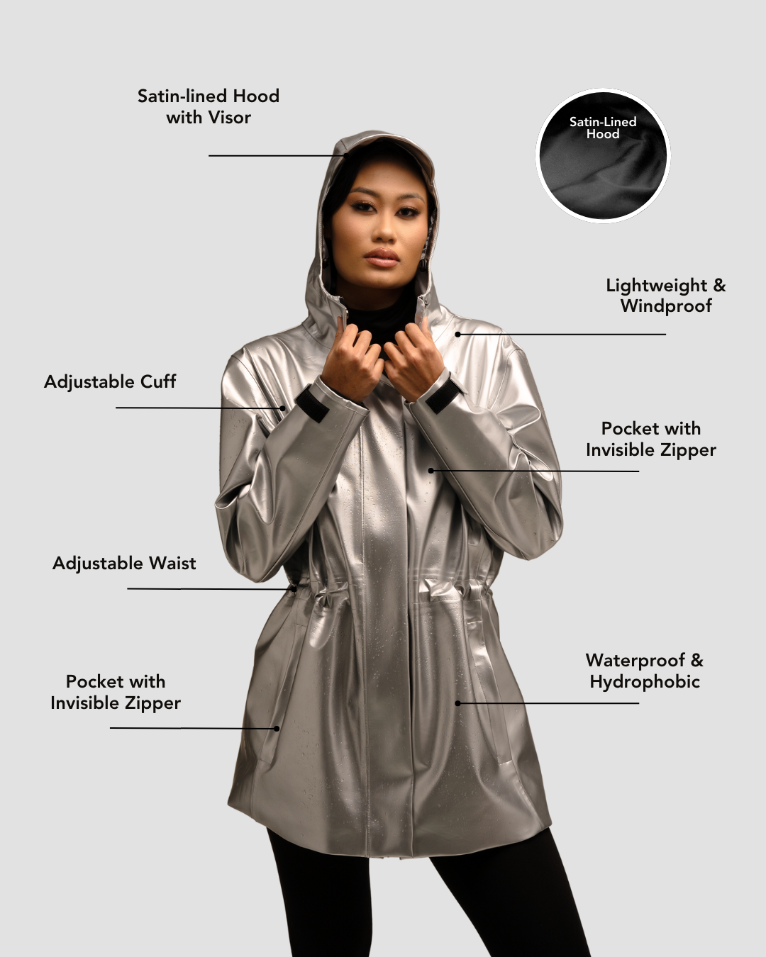 Hairbrella Satin-Lined, Waterproof Rain Jacket Hairbrella Satin-Lined, Waterproof Rain Jacket