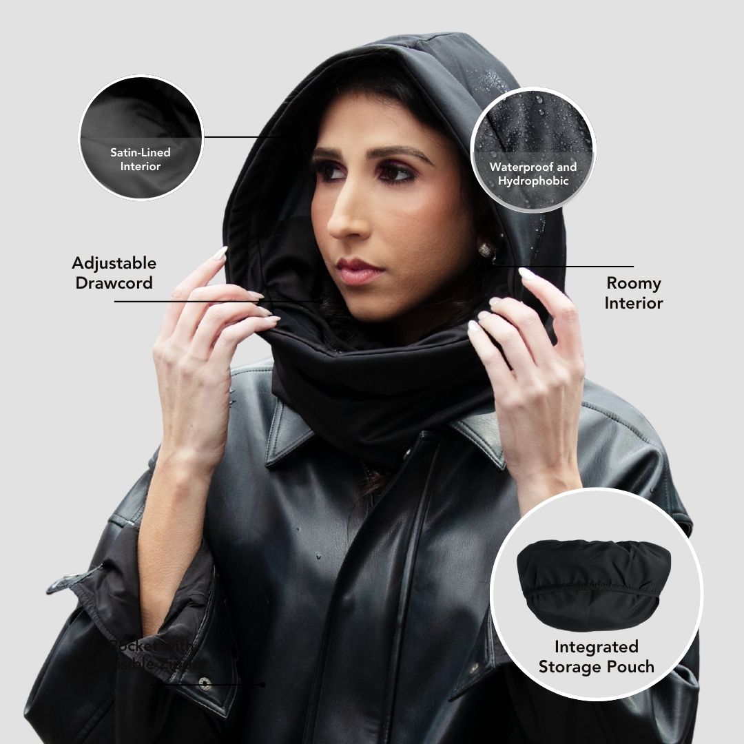 Hairbrella Satin-Lined, Waterproof, Packable Lite Rain Scarf