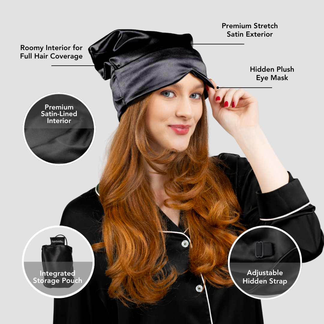 Hairbrella Blush Spa Set – Spa Headband & Satin Nap Cap