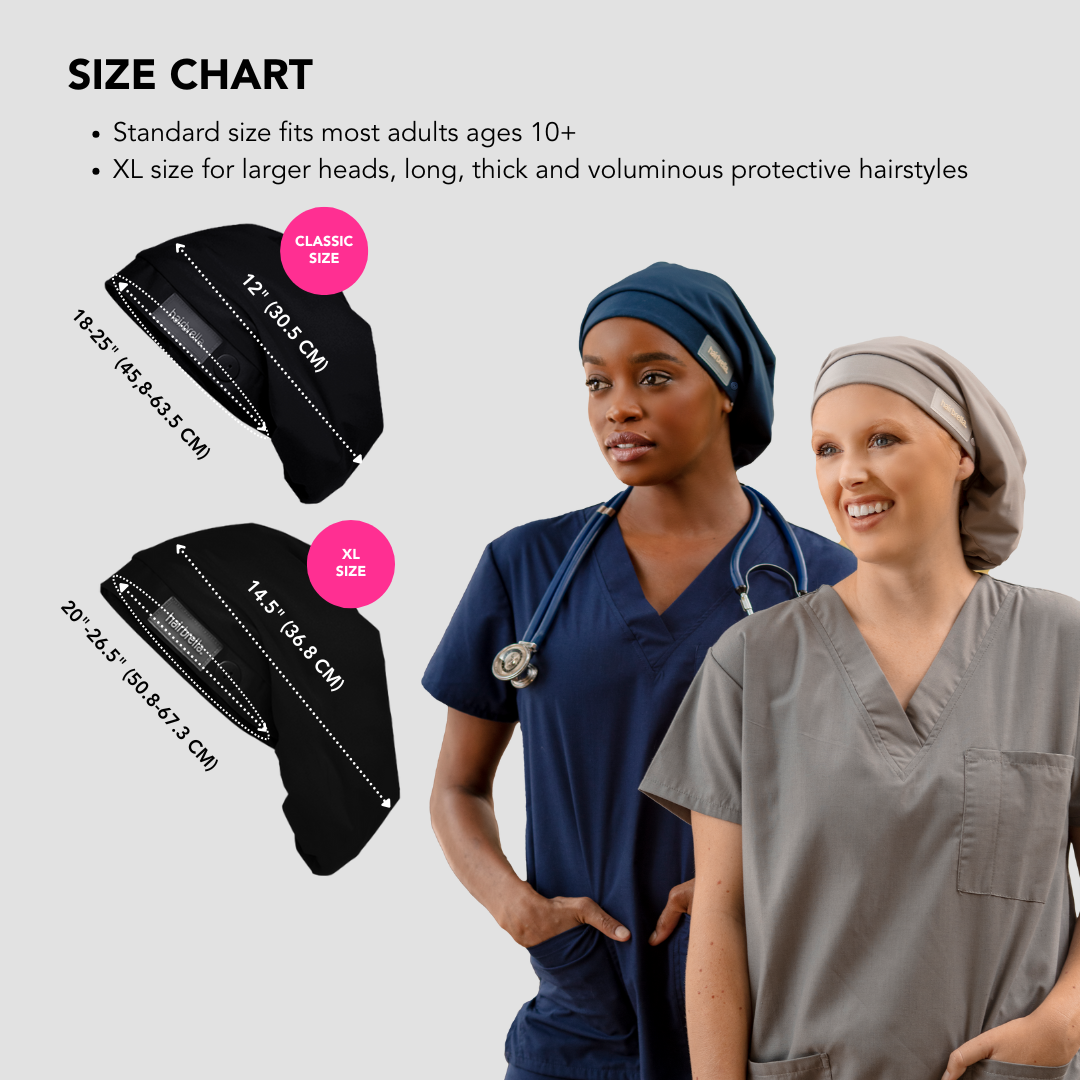 thumbnail image 2 of Satin Lined Scrub Cap For Women With Ponytail Hole - 4 Button Surgical Nurse Cap 2 of 12