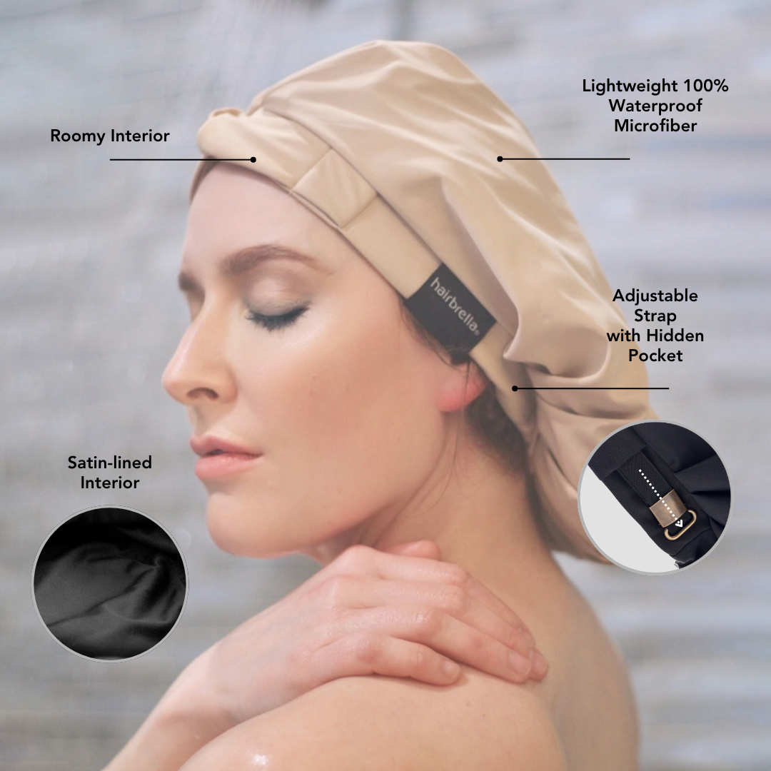 Hairbrella Satin-Lined Waterproof, Adjustable Shower Cap