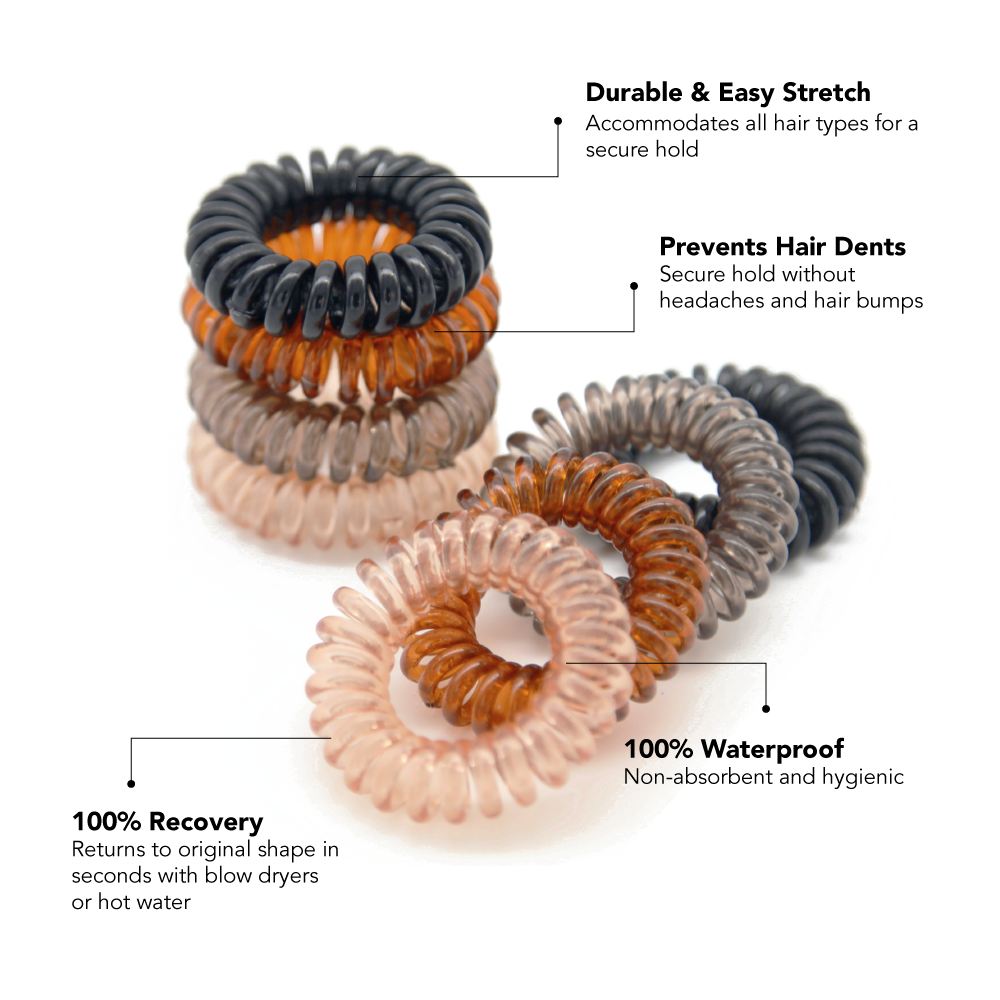 Hairbrella Waterproof Spiral Hair Ties (8 Pack)